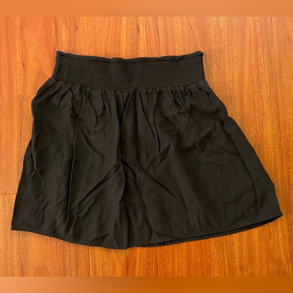 Classic Black Smocked Waist Mini Skirt